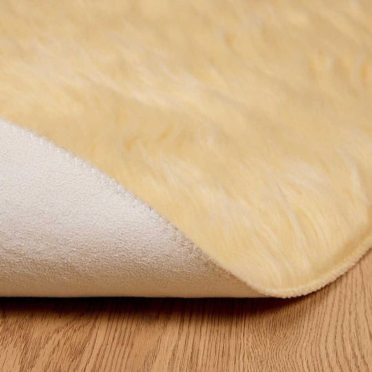 vidaXL Teppich Kamin Rechteckig Leder Cream