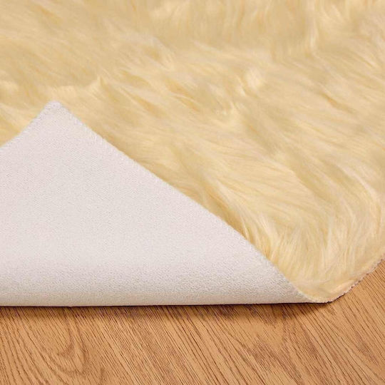 vidaXL Teppich Kamin Rechteckig Leder Cream