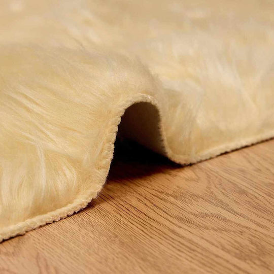 vidaXL Χαλί Τζακιού Ορθογώνιο Δερμάτινο Κρεμ 150x80cm
