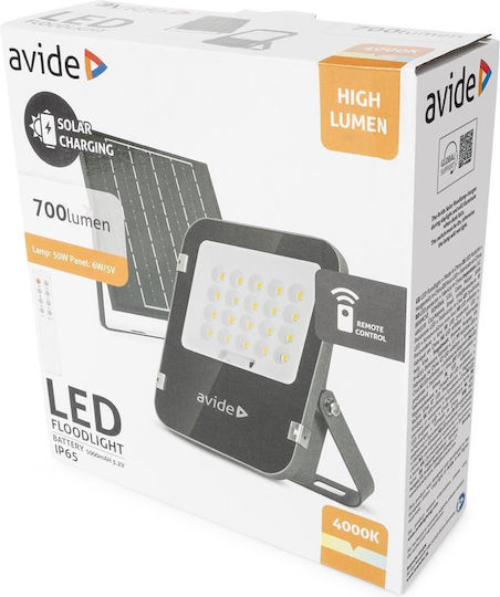 Avide Wasserdichter Solar LED Flutlichter 50W Natürliches Weiß 4000K mit Fernbedienung IP65