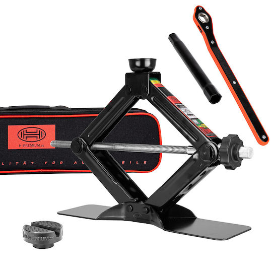 Heyner Scissor Jack Extra Large Base Ratchet 1.5 T Including 17mm Socket Bag 360° Replaceable Rotatable Rubber Pad Slot Tüv & Gs