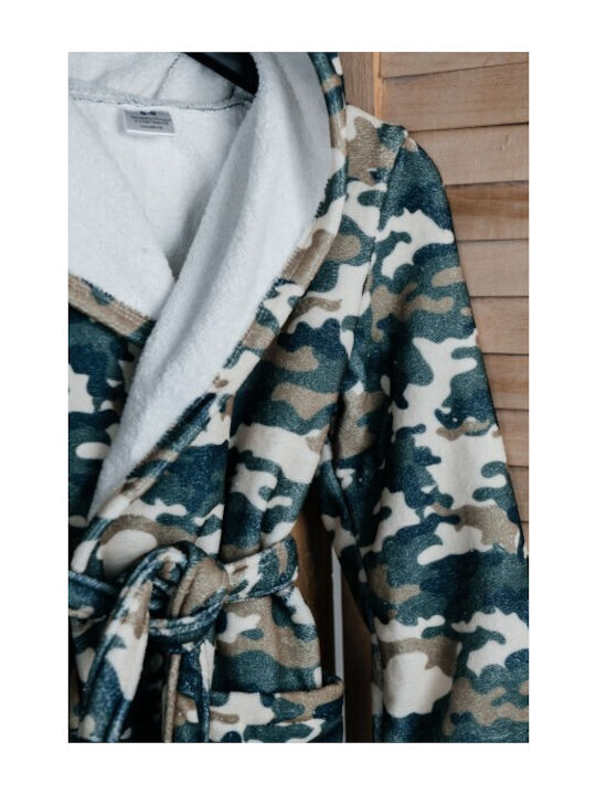 Carmel Halat de Baie pentru Copii Green Camouflage cu Glugă