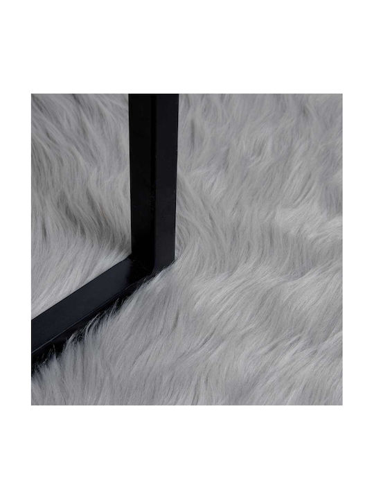 vidaXL Χαλί Τζακιού Δερμάτινο 80x118cm Γκρι