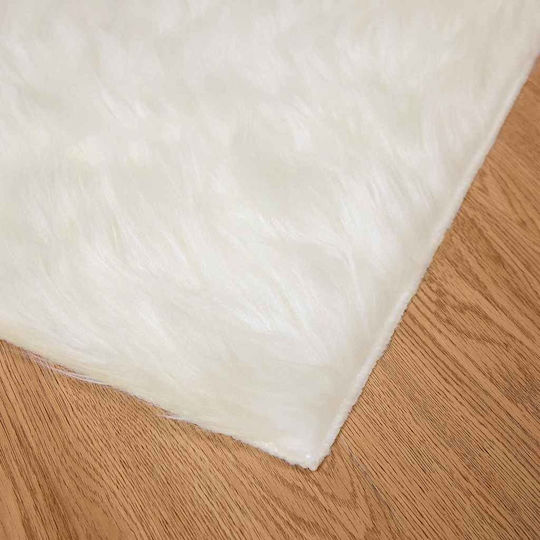 vidaXL Teppich Kamin Rechteckig Synthetisch,Polyester/Cotton/Leather White