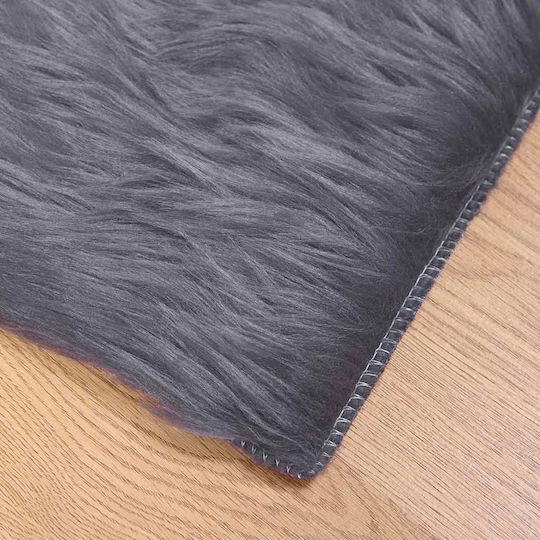 vidaXL Teppich Kamin Rechteckig Leder Charcoal