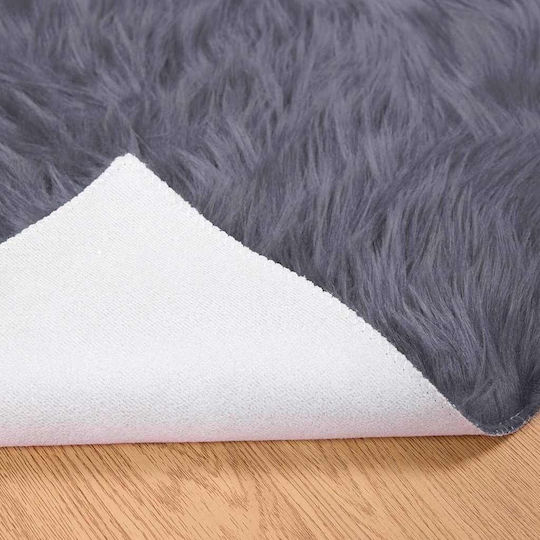 vidaXL Covor Pentru șemineu Rectangular Piele Cărbune de lemn