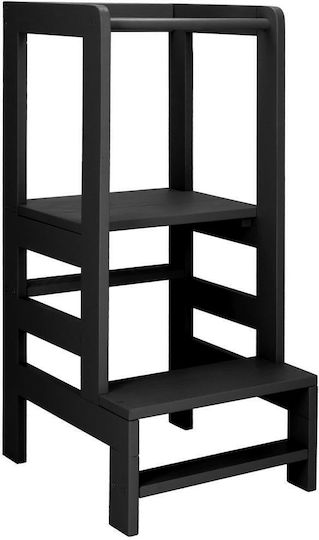Lernturm aus Holz Schwarz