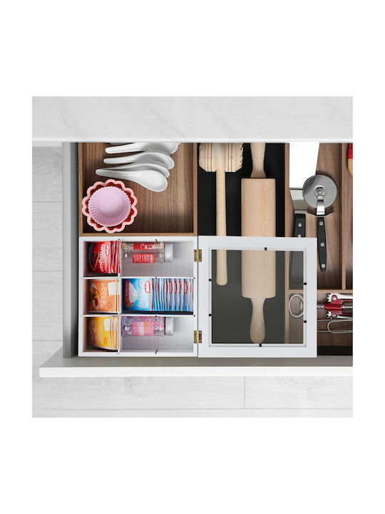 Relaxdays Caseta Pentru Ceai Cu Capac Din Lemn Alb 23,5x9x23,5cm