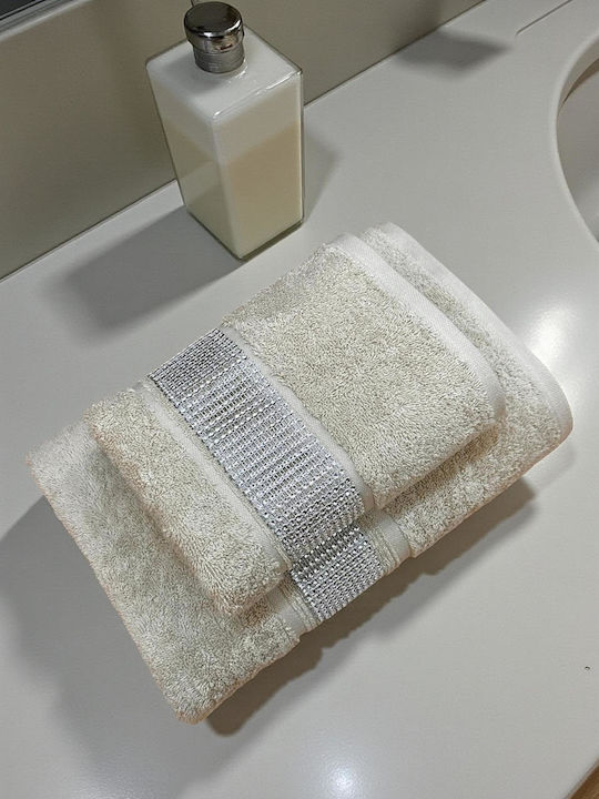 Linea Home Πετσέτα Προσώπου Μπεζ 2τμχ Βάρους 500gr/m²