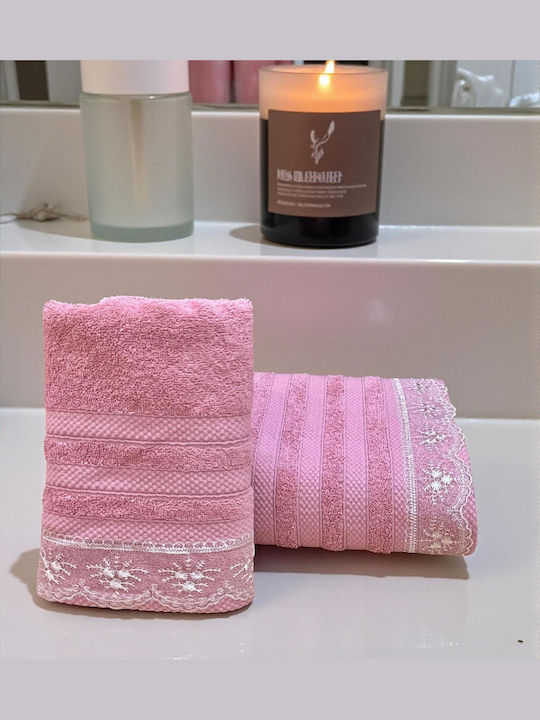 Linea Home Πετσέτα Προσώπου Dusty Pink 2τμχ Βάρους 500gr/m²