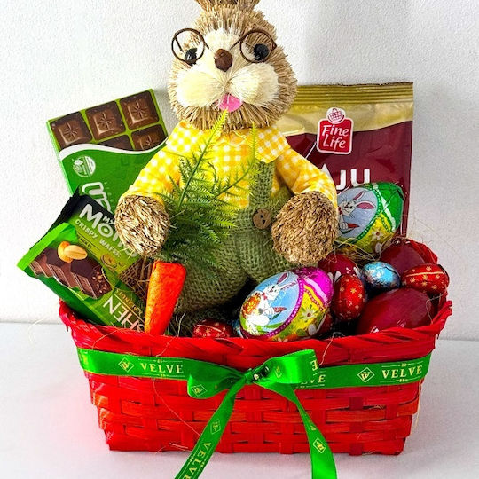 Cutie Surpriză Pascal Iepuraș Decorativ Din Paie Ouă Decorative Din Lemn Ouă De Ciocolată Ciocolată Schogetten 100g Wafer My Motto 30g Ciocolată Roshen 29g Caju 50g