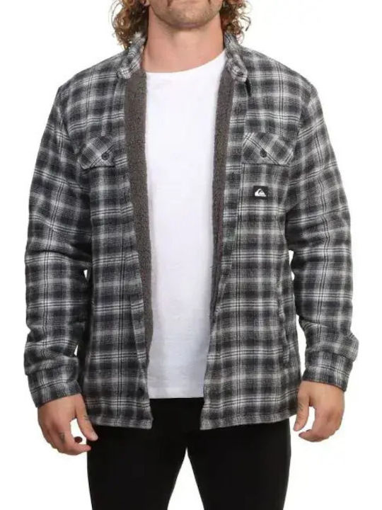 Venture Long Sleeve Overshirt In Wide Line Grey/Black