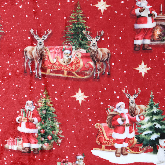 S-f Noel Σετ Κουβέρτα Fleece Καναπέ 130x160εκ. Rouge