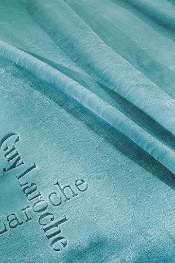 Guy Laroche Logo Pătură Catifea Simplă 160x220 cm Albastru Petrol