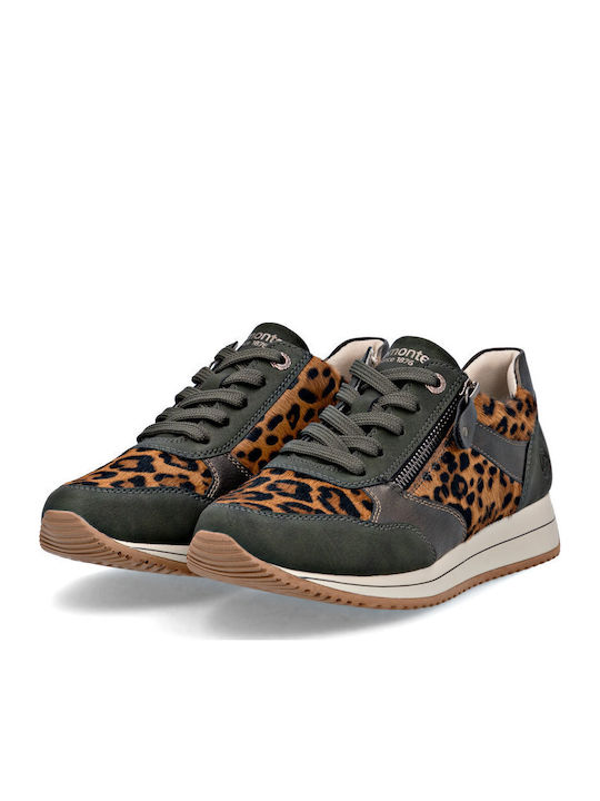 Γυναικεία Ανατομικά Sneakers Χακί Λεοπάρ
