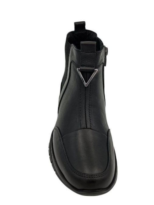 Leder Stiefeletten Damen mit Pelz Schwarz