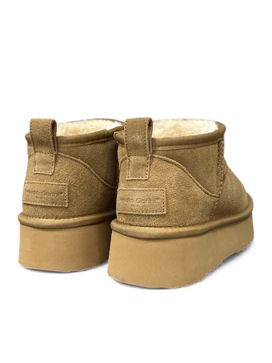 Leather Women's Ankle Boots Brown
