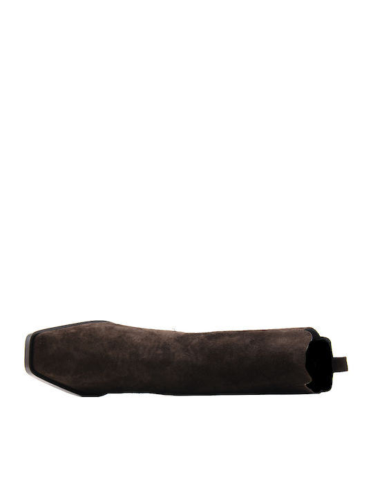 Braune Damen-Wildlederstiefeletten