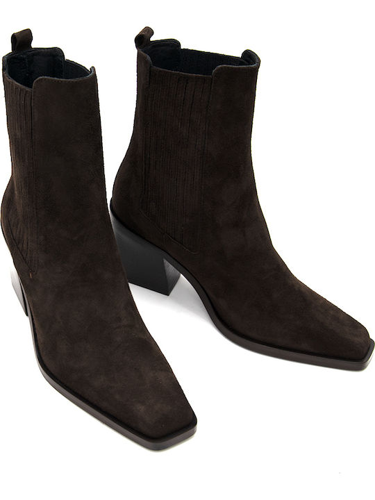 Braune Damen-Wildlederstiefeletten