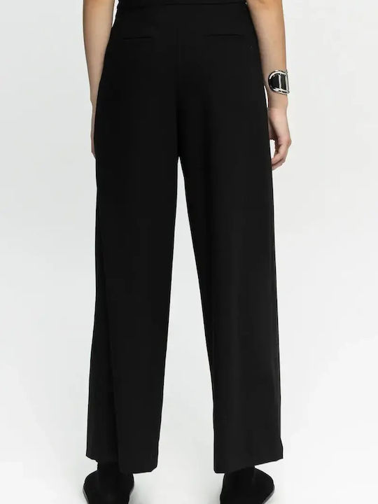 Pants Γυναικείο Ψηλόμεσο Υφασμάτινο Παντελόνι Black
