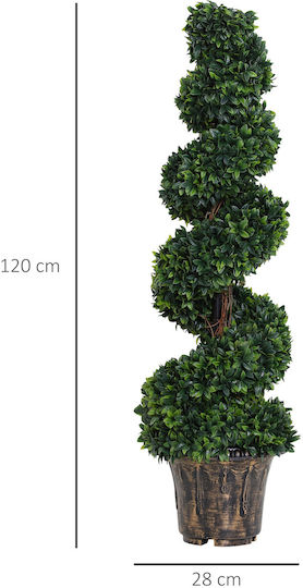 Outsunny Set of 2 Artificial Boxwood Spiral Plants for Indoor Outdoor Spaces Pot Ø32x120 cm Green 844-265v01