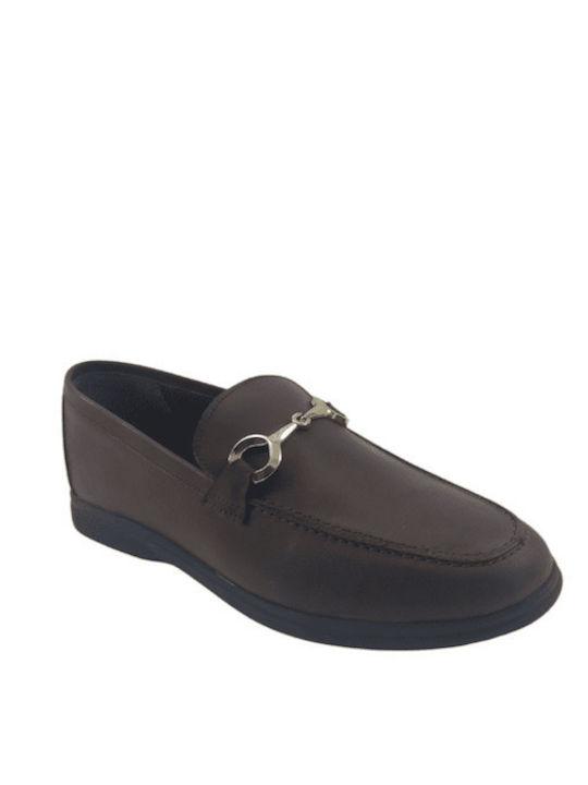 Leather Women's Loafers in Brown Color