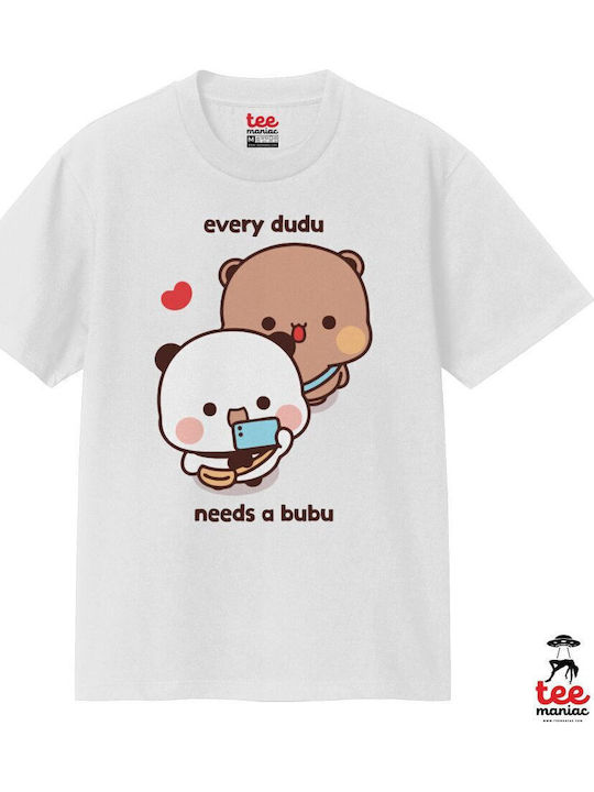 Every Dudu Needs A Bubu Classic T-shirt Double Stitching Without Side Seams White 100% Cotton Vegan & Oeko-tex Certified