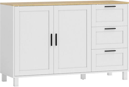 Μπουφές από Ξύλο με Συρτάρια Λευκό 120x38x76cm