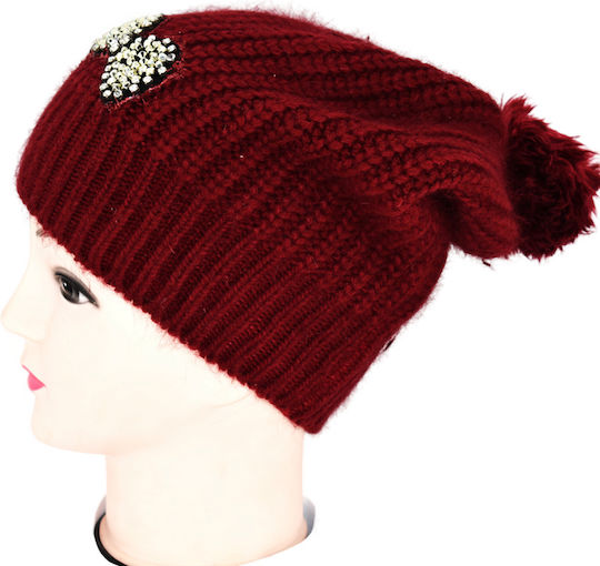 Beanie Frauen Beanie Gestrickt in Burgundisch Farbe