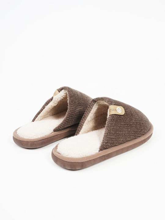 Men's Slippers with Fur Brown