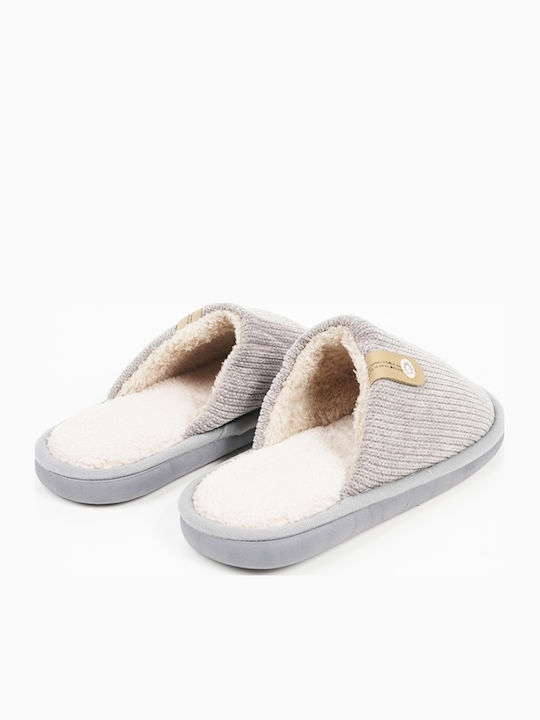 Men's Slippers with Fur Gray