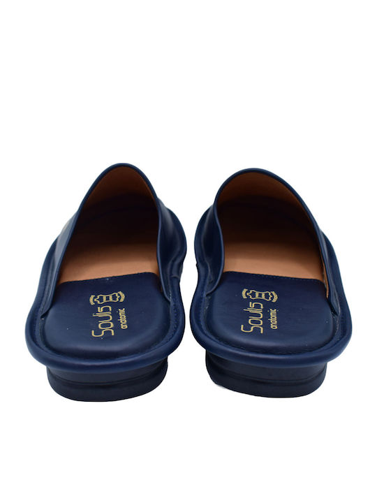 Men's Leather Slippers Blue