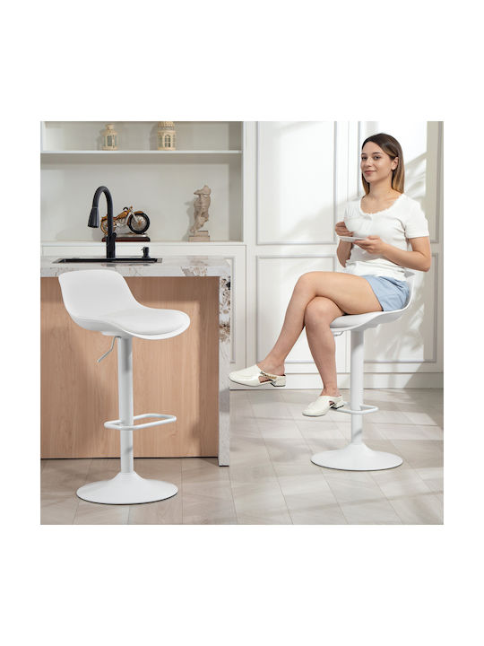 Stool Bar with Back & Adjustable Height White