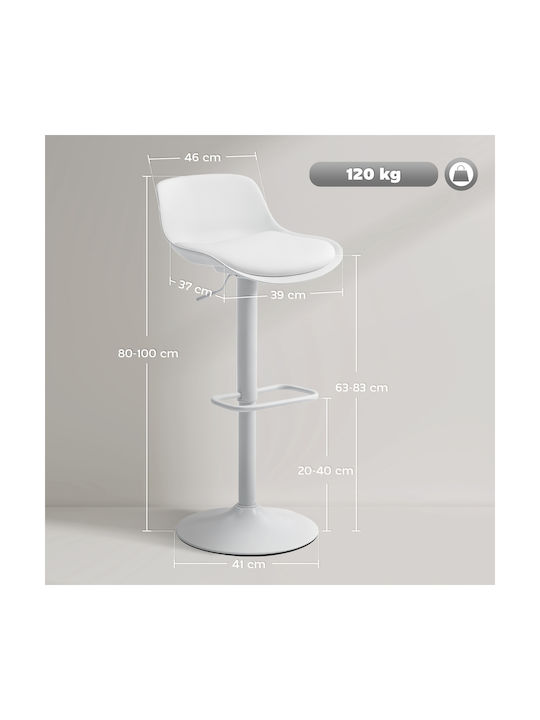 Stool Bar with Back & Adjustable Height White