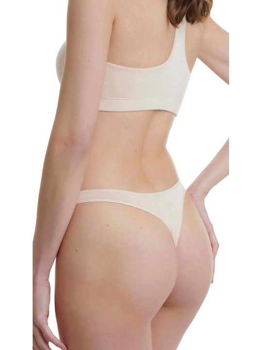 Bamboo Women's String 2Pack Beige