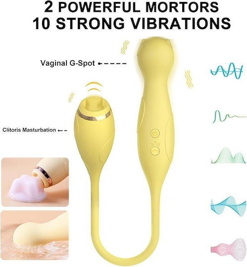 Smd Lilo Kinky Cat Dual-head Clitoral Stimulator Bullet & Egg Vibrator 10 Vibrations Yellow