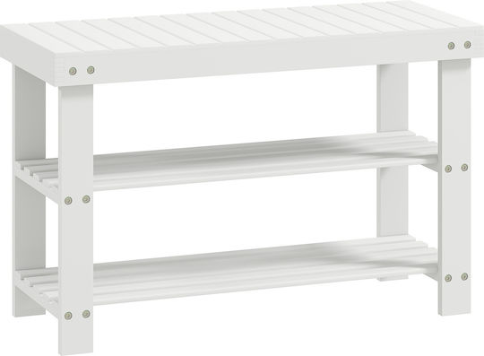 Entry Furniture with Shoe Rack & Bench White 70x28x45cm