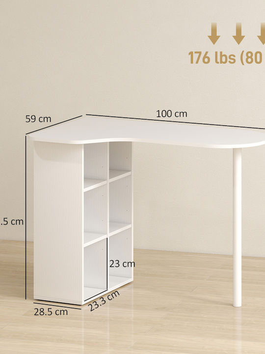 Бюро Дървено Бяло 100x59x75.5см