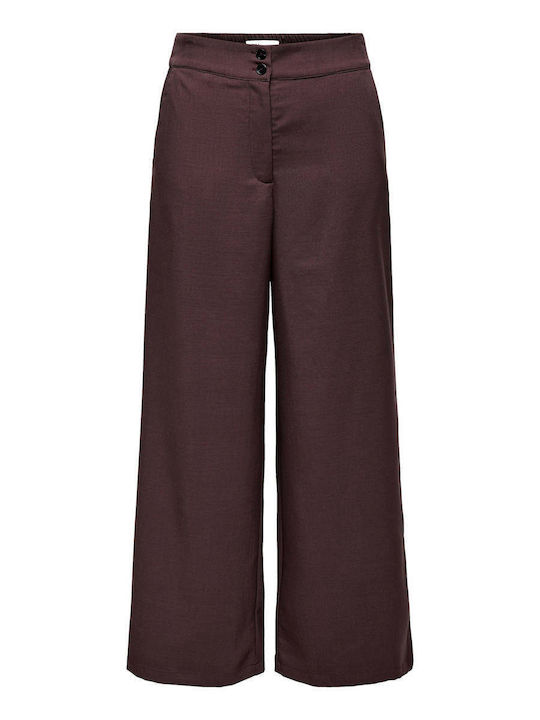Women's Fabric Trousers Wide Line Burgundy