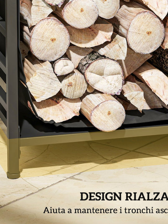 Outsunny Outdoor Indoor Firewood Rack Steel Carrying Bag Oxford Fabric 600d 49x34x44 Cm Black 842-355v00bk