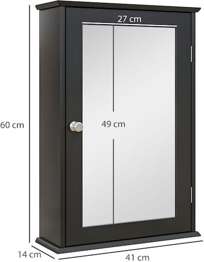 Kleankin Rectangular Bathroom Mirror Touch from MDF with Shelf & Cabinet 41x14cm Black