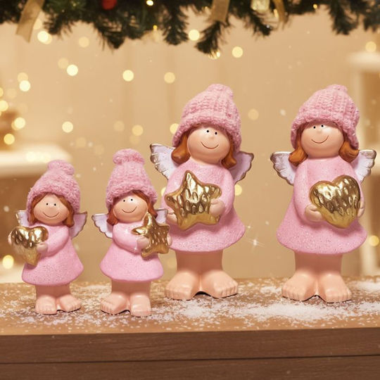 +Efo Weihnachtliche Keramisch Figur Cherub Rosa Länge 8.5cm 2Stück