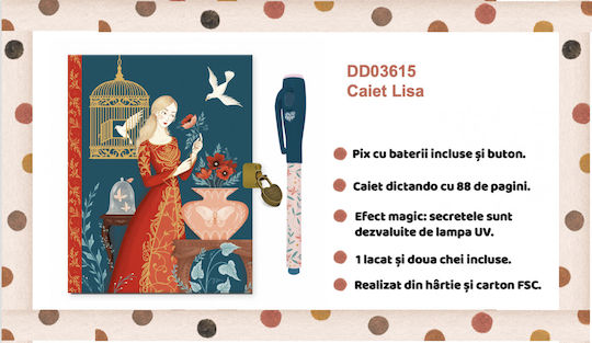 Djeco Lisa Notebook Ruled with Padlock Multicolour