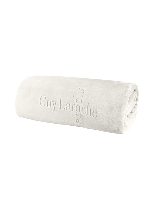 Guy Laroche Logo Pătură Catifea Simplă 160x220 cm Ecru