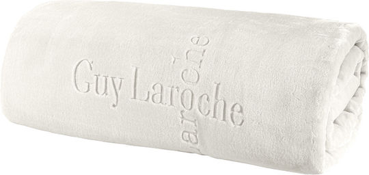 Guy Laroche Logo Κουβέρτα Βελουτέ Μονή 160x220εκ. Ivory