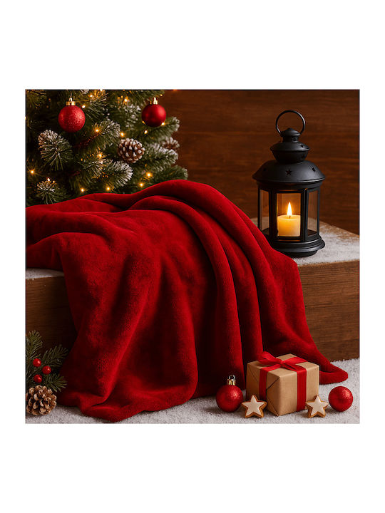 Astron Italy Κουβέρτα Βελουτέ Υπέρδιπλη 220x240εκ. Redwine 28362836