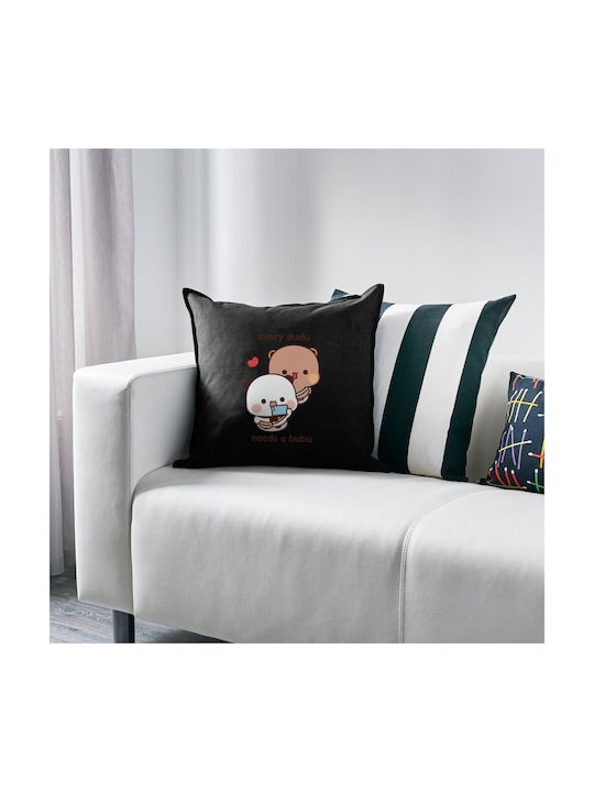 Koupakoupa Sofa Cushion Every Dudu Needs A Bubu 100% Cotton Black 50x50cm