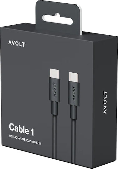 Data Fast Charging Cable USB-C/USB-C Avolt 2 Meters Black