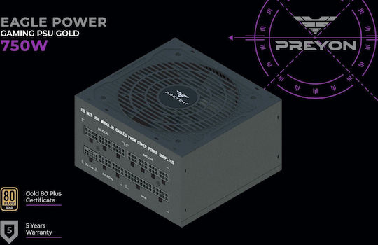Preyon Nest Windy+ Gaming Midi-Turm Computergehäuse mit Seitenfenster Weiß + Netzteil PREYON EAGLE POWER GOLD 750W