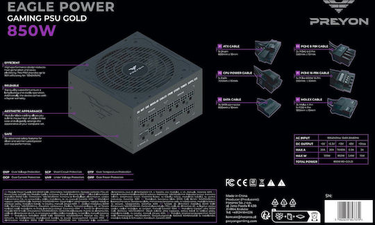 Preyon Nest Windy Gaming Midi-Turm Computergehäuse mit Seitenfenster Schwarz +Netzteil Preyon Eagle Power Gold 850W
